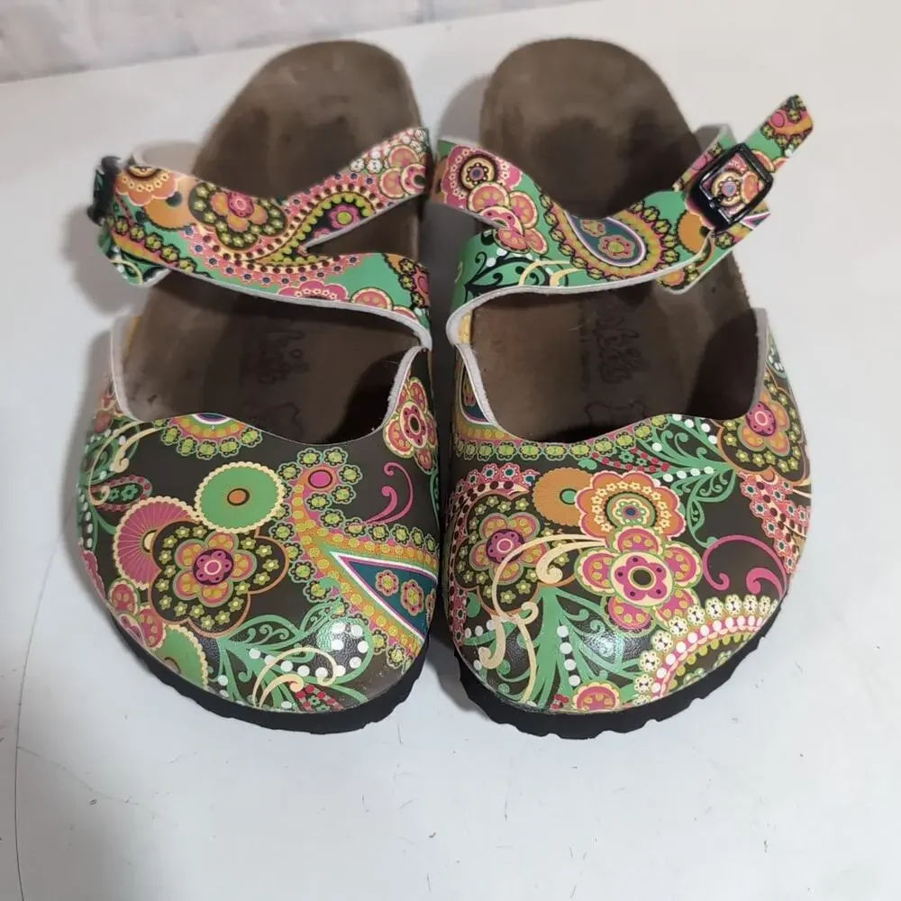 Birki's By Birkenstock Size 8 Paisley Slip On Clogs Mary Jane Flower Flor Lined - Picture 7 of 10